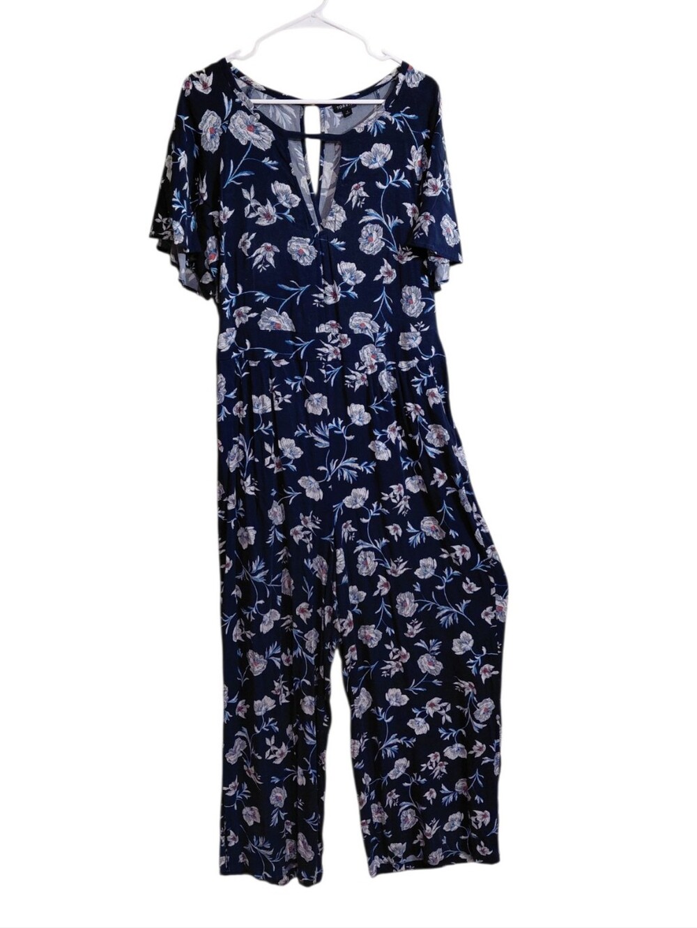 torrid Navy Floral Flutter-Sleeve Jumpsuit